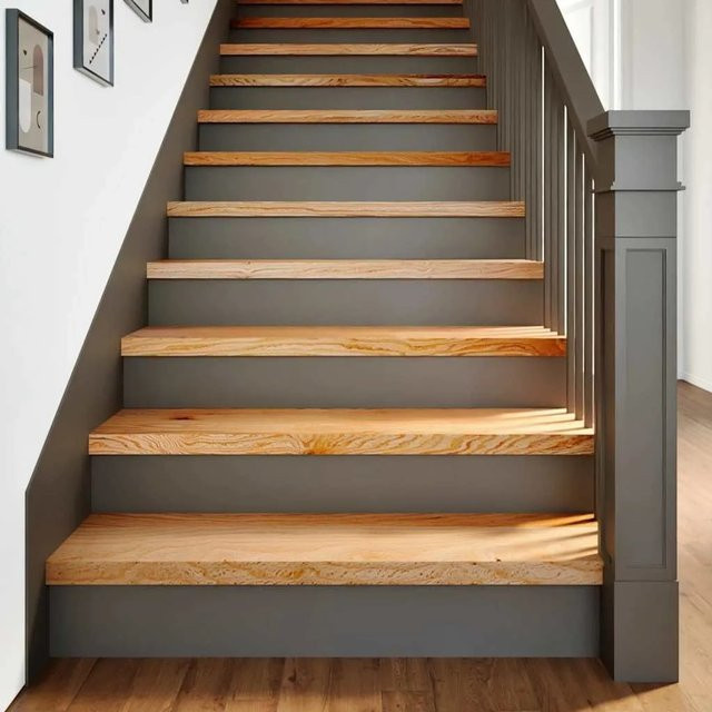 vidaXL Treppenstufen aus Massivholz Eiche, 12 Stück, Hellbraun, B: 90 cm, T: 25 cm, H: 2 cm - Bild 1