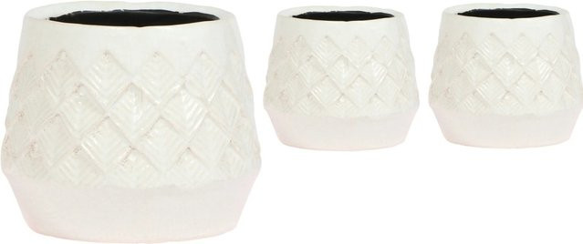 Kolibri Home Übertopf Bohemian aus Keramik in Weiß, Höhe: 15 cm, Durchmesser: 9 cm - Bild 1
