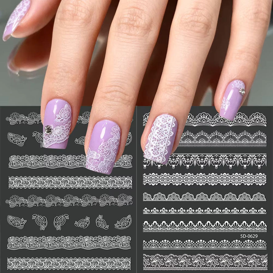 MingLee Nagelkunst-Aufkleber, weiß, glänzend, Unisex - Bild 3