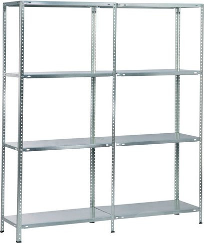 SCHULTE REGALWELT Schraubsystem-Grundregal mit Anbauregal aus Stahl in Silber, B/H/T: 160 x 180 x 40 cm, mit 8 Böden - Bild 1