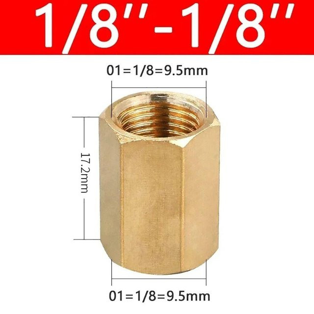 Laijing Hex Anschluss Rohr Fitting Schlauch Adapter aus Messing in Gold, 1/8 BSP - Bild 1