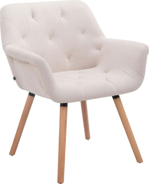 TPFLiving Besucherstuhl Cassy mit Stoffbezug und Holzgestell in Beige - Bild 1