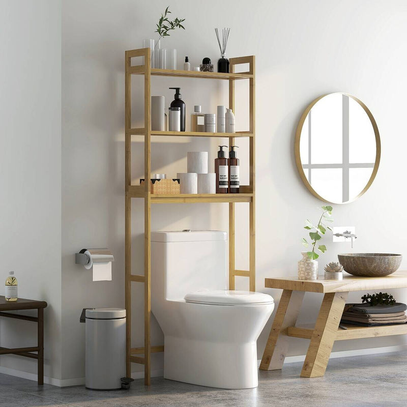 Kleankin Badregal aus Bambus in Naturholz, B/T/H: 68 x 20 x 165 cm - Bild 4