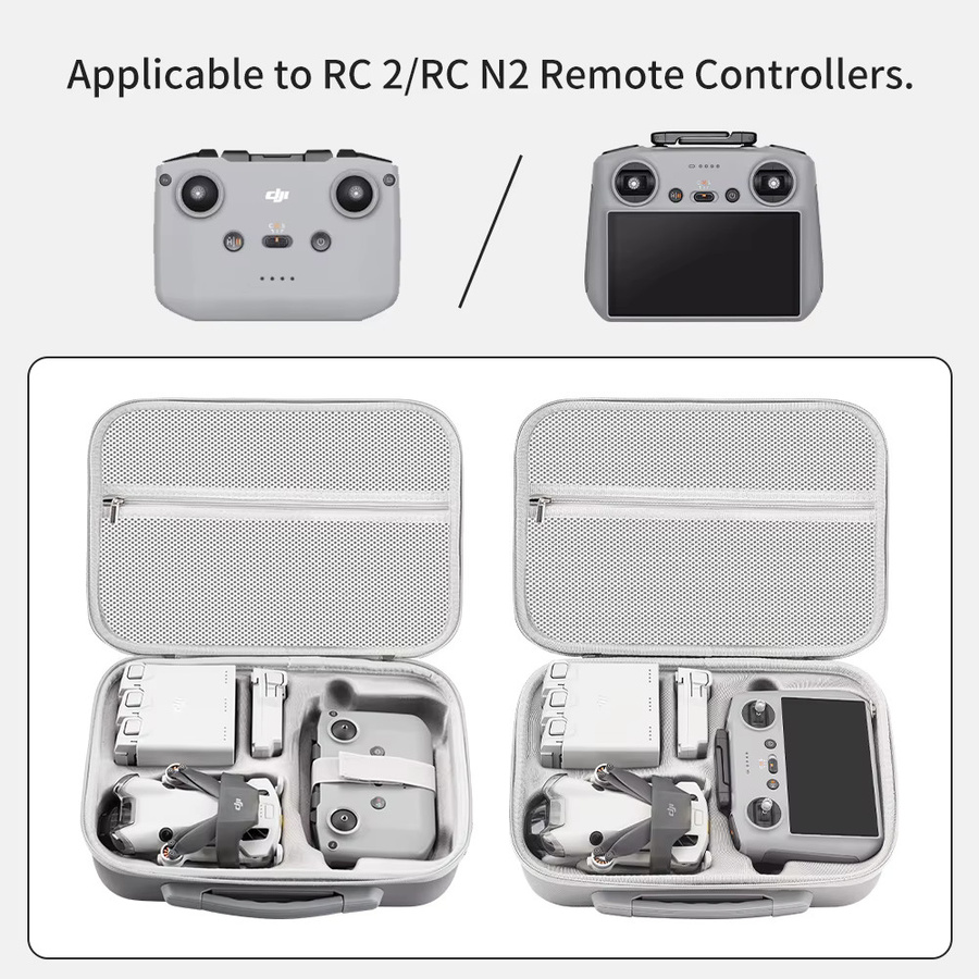XFJI Aufbewahrungstasche für DJI Mini 4 Pro, graue Reisetasche kompatibel mit RC2 und RC-N2 Fernbedienung - Bild 3