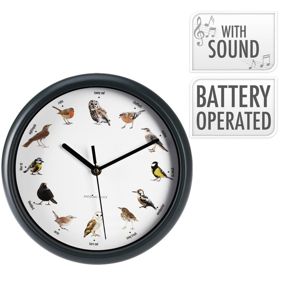 Super Merchant Wanduhr mit Vogelstimmen aus Kunststoff, Durchmesser: 25 cm - Bild 2