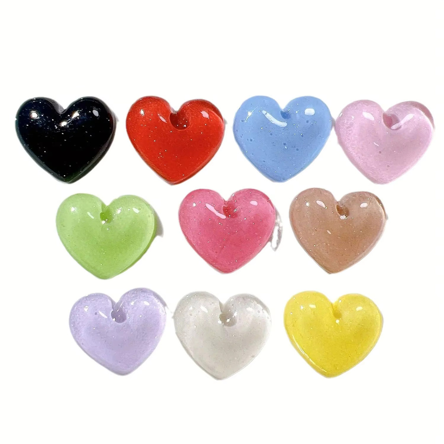 10 Stück Herz-Aufkleber aus Resin in Braun und Multicolour für DIY Scrapbook und Kühlschrank-Dekoration - Bild 3