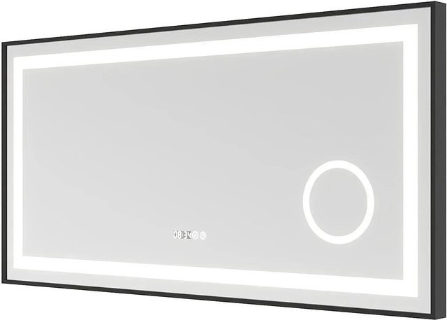 Aquabatos LED Badspiegel in Schwarz mit Touch-Schalter und Dimmfunktion, B: 120 cm, H: 60 cm - Bild 1