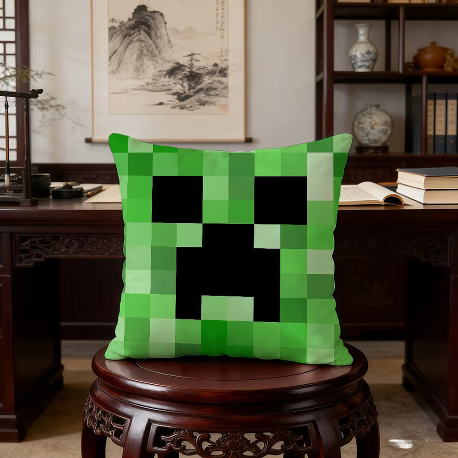 Game M-Minecraft-ES Kissenbezug mit doppelseitigem Druck und Reißverschluss, Schwarz-Grün - Bild 4