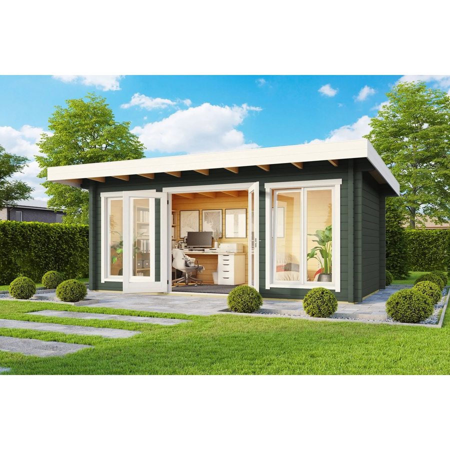 Lasita Gartenhaus Dorset Maja Flachdach in Grau-Grün B/H/T: 480 x 238 x 250 cm - Bild 2