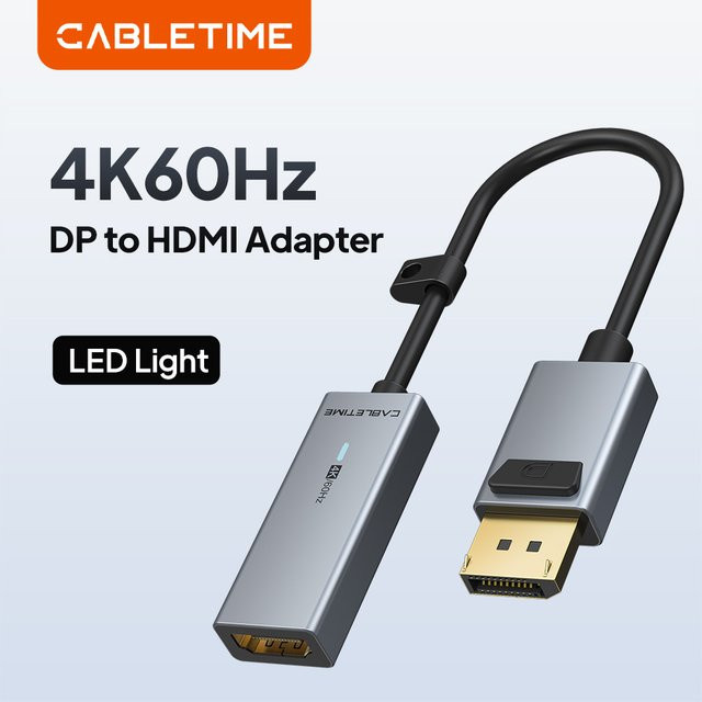 CABLETIME DisplayPort zu HDMI Adapter für 4K UHD bei 60Hz Video Konverter für Laptop und PC - Bild 1