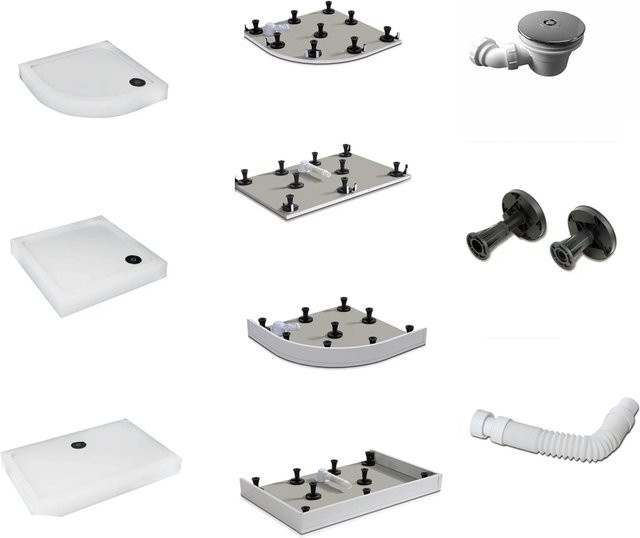 Duschparadies Badezimmer Set für Viertelkreis Duschtasse mit Armatur und Schürze-Stellfüßen, B/T: 90 x 90 cm - Bild 1