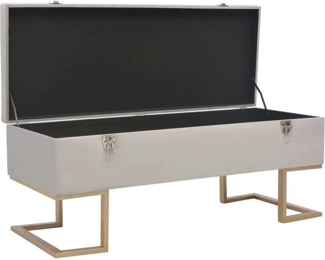 vidaXL Bank mit Staufach aus Samt in Grau, Breite: 105 cm, Höhe: 44 cm, Tiefe: 40 cm - Bild 1
