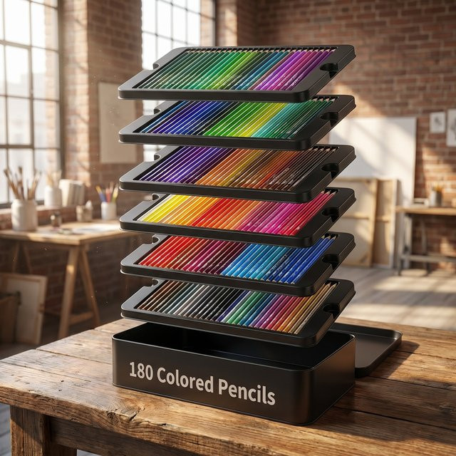 Professionelles Buntstift-Set mit 180 Farben für Kunstzeichnung und Skizzieren, ungiftige Öl-Buntstifte in Multicolour - Bild 1
