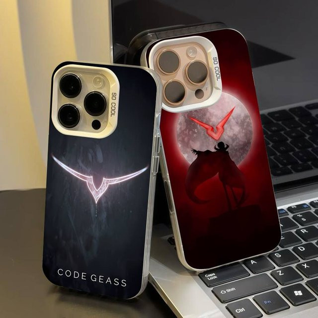 Luxus Comic Code Geass Handyhülle für iPhone 17 17Air 16 15 14 13 12 11 Pro Max Plus in Silber - Bild 1