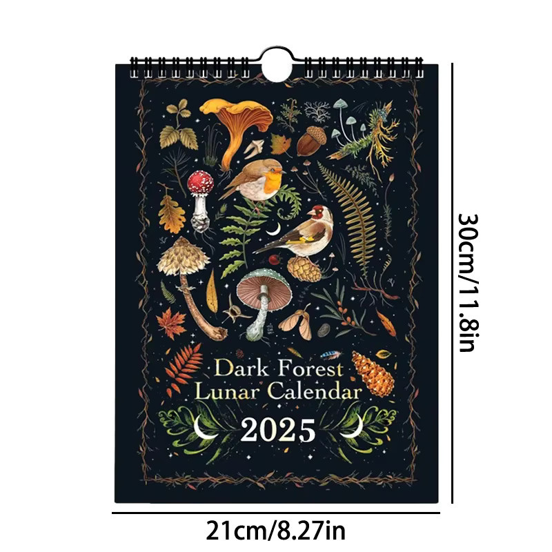 Wandkalender 2025 Dunkler Wald und Mond mit 12 farbenfrohen Illustrationen, Multicolor - Bild 3