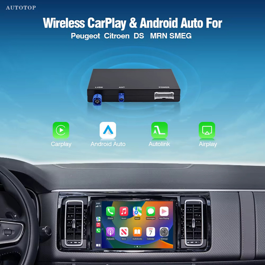 AUTOTOP Drahtloses CarPlay und Android Auto Interface für Peugeot Citroen DS SMEG MRN in Schwarz - Bild 3