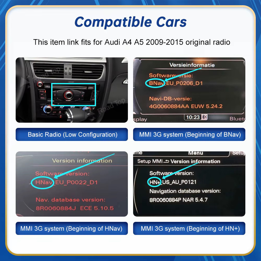 Road Top Wireless CarPlay und Android Auto Interface mit Mirror Link und AirPlay für Audi A4 A5 Q5 B8 (2009-2015) in Schwarz - Bild 3