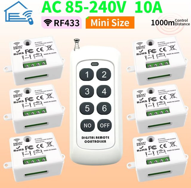 Szaoju Drahtloser Fernbedienungsschalter mit 1 Relais, 433MHz Empfangsmodul, 110V bis 220V AC, Weiß - Bild 1