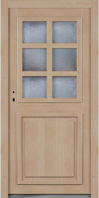 Roro Nebeneingangstür OHE 1005 Fichte mit Glaseinsatz, Farbe Braun/Beige, B: 110 cm, H: 210 cm, DIN L - Bild 1