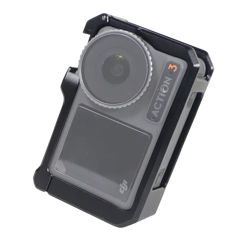 DJI OSMO Action 5 Pro 4 3 Kamerakäfig in Schwarz mit Arri Schnellwechselhalterung und 1/4 Zoll Anschluss für Vlog und Videoaufnahmen - Bild 3