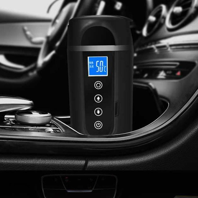 KaiSai Universal Auto Heizbecher aus Edelstahl mit intelligenter LCD Temperaturanzeige, 500ml, Schwarz - Bild 1