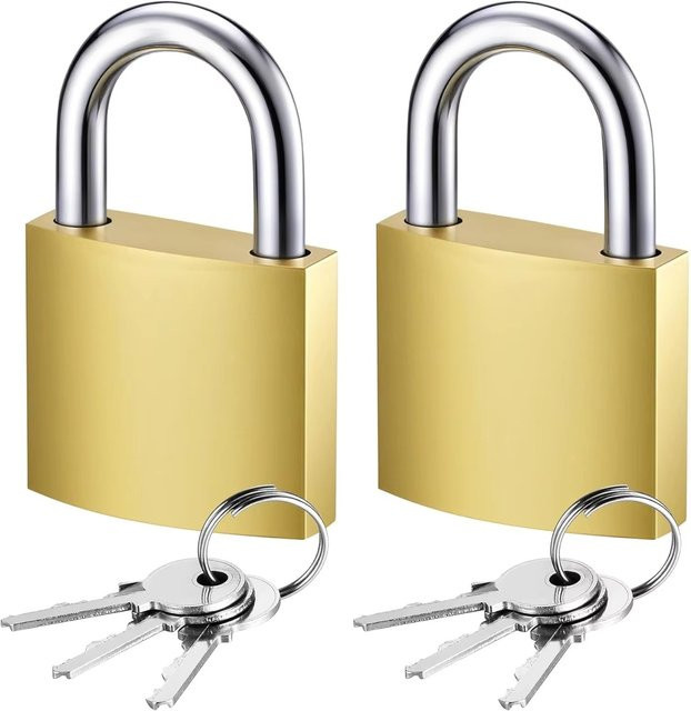 Goldene Hochleistungs-Vorhängeschlösser mit Schlüsseln, Durchmesser: 32 mm, ideale Schließfächer für Rucksäcke, Gepäck und Sporttaschen - Bild 1