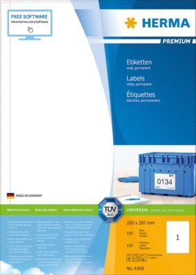 Herma Premium-Etiketten Nr. 4458 Universal Etiketten in Weiß, 100 Bogen DIN A4 mit je 100 Etiketten - Bild 1