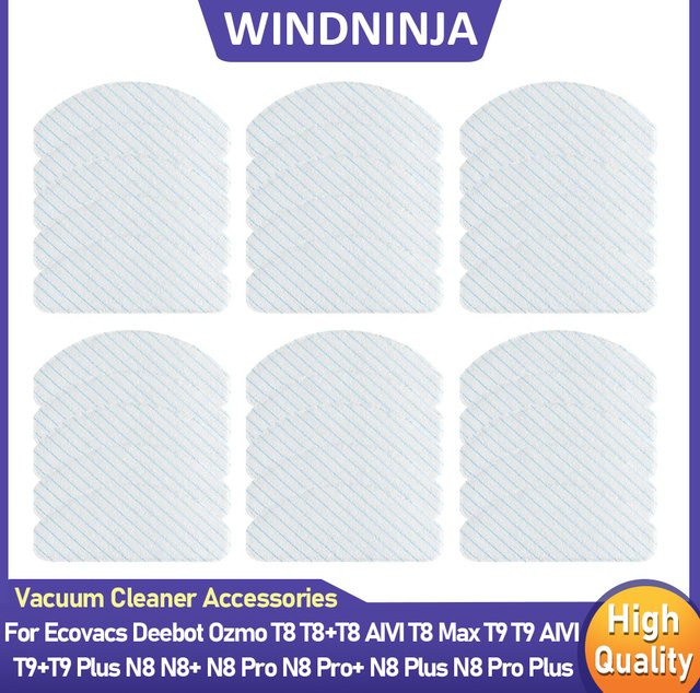 WINDNINJA Ersatz Mopp Tuch Weiß kompatibel für Ecovacs Deebot N8 N8+ N8 Pro N8 Pro+ Ozmo T8 T8+ T8 AIVI T8 Max T9 T9+ T9 AIVI Saugroboter - Bild 1