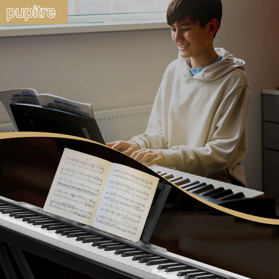 LEI Digitalpiano mit 88 halbgewichteten Tasten, Bluetooth und MIDI, inklusive X-Ständer, Kopfhörern und Tragetasche, Schwarz - Bild 3