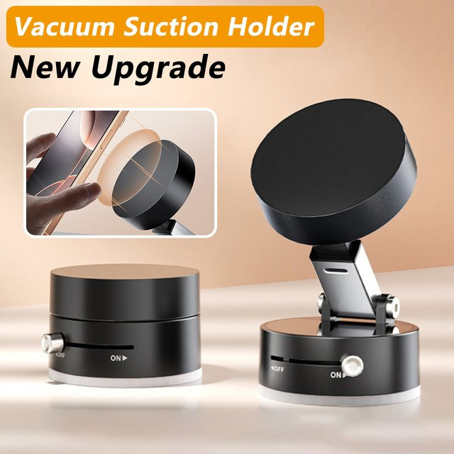 ALLOYSEED Mini Vakuum Magnetische Saugnapf Halterung für iPhone und Android Smartphones, Schwarz, Faltbare Doppel-Seite-Halterung für die Küche - Bild 1