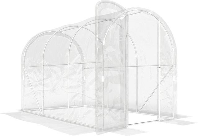 Outsunny Tunnel-Gewächshaus mit angeschlagener Tür und transparentem Fenster für Gemüse, Pflanzen und Blumen, B/T/H: 300 x 200 x 200 cm - Bild 1