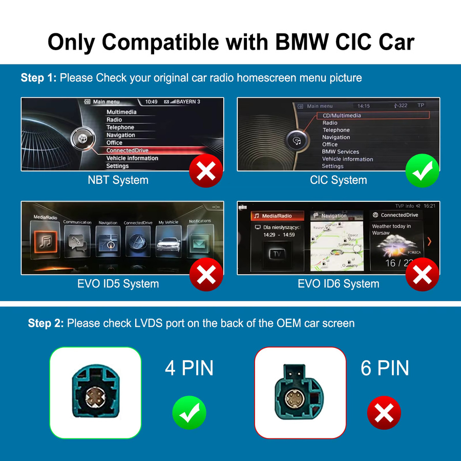 LEXXSON Wireless CarPlay und Android Auto Retrofit Kit Decoder Box für BMW CIC-System, Schwarz - Bild 4