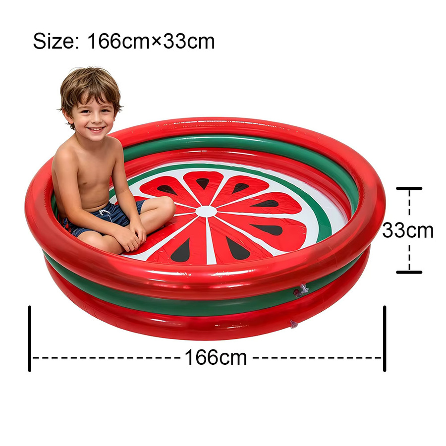 Wonflex Aufblasbares Wassermelonen-Kinderbecken, rundes Schwimmbecken für Kinder in Rot und Grün, Durchmesser: 166 cm, Höhe: 33 cm - Bild 4