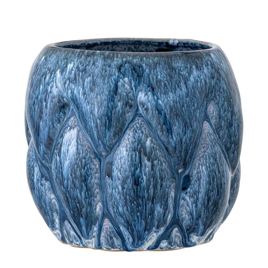 Bloomingville Blumentopf Posey aus Steingut in Blau mit Tropfenformen, Höhe: 15 cm - Bild 1