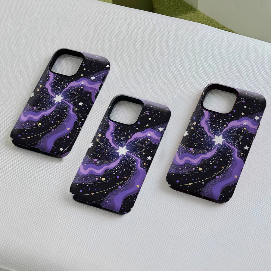 Potdemiel Aurea Case Matte Bumper MagSafe Schutzhülle für iPhone 13 bis 17 Pro Max, Stoßfeste PC Hülle, Lila Stern Vortex - Bild 5