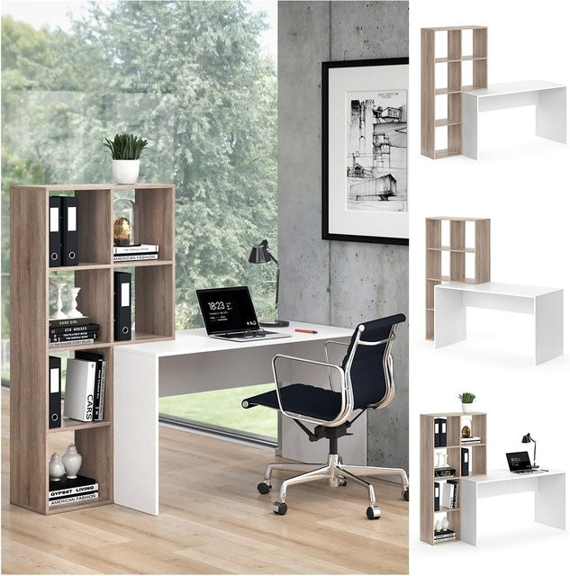 Vicco Schreibtisch Mara Sonoma mit Regal als Raumteiler und Computertisch in Braun - Bild 1