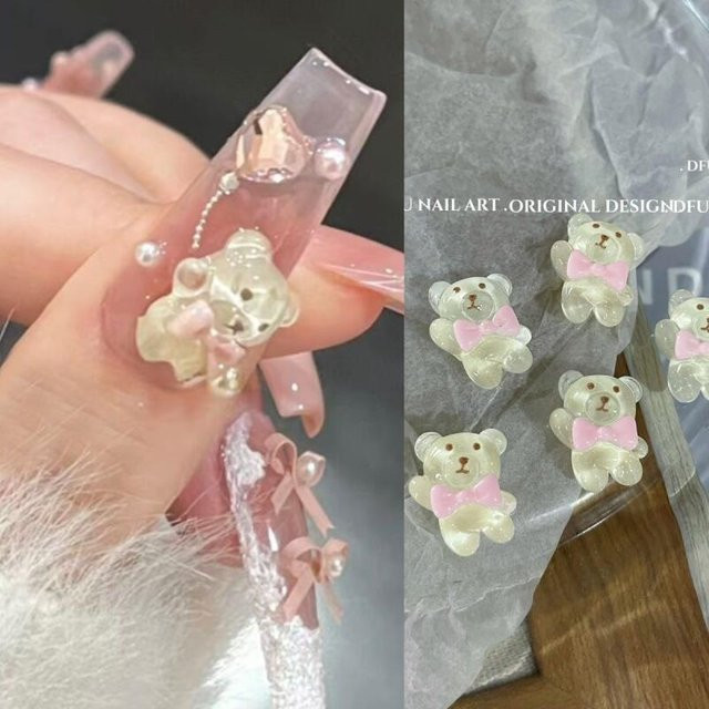 3D Bären Nagel Charms, 30 Stück, Braun, Glänzend - Bild 1