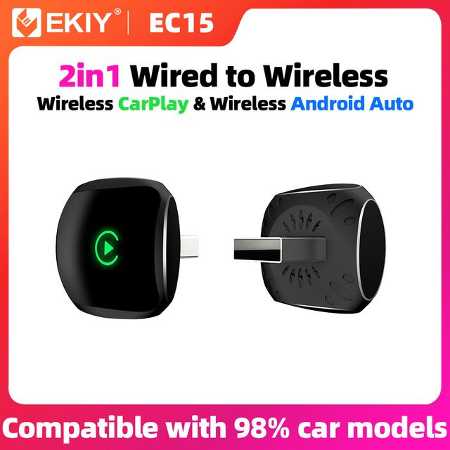 EKIY 2in1 AI Smart Box Black: Drahtloser CarPlay und Android Auto Adapter für dein Auto mit Wired CarPlay System - Bild 1