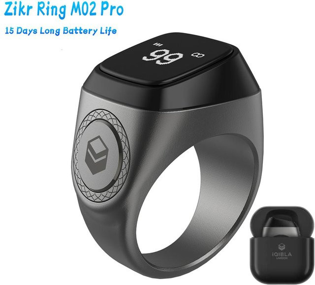 Alloet Smart Tasbih Zählwerk Bluetooth Elektronischer Digitaler Zikr Ring mit App-Unterstützung und Vibrationserinnerung für 5 Gebetszeiten in Schwarz - Bild 1