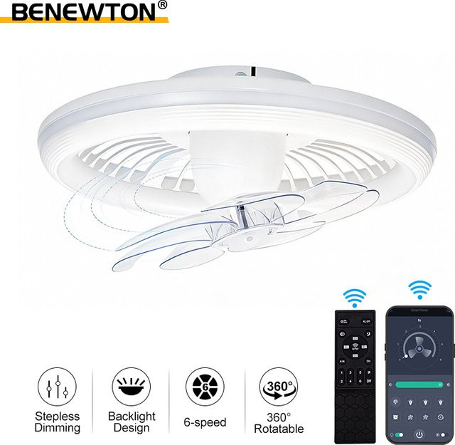 BENEWTON Deckenventilator mit Licht in Weiß, 360 Grad drehbar, dimmbar, mit App- und Fernbedienung, moderner Ventilator für das Wohnzimmer - Bild 1