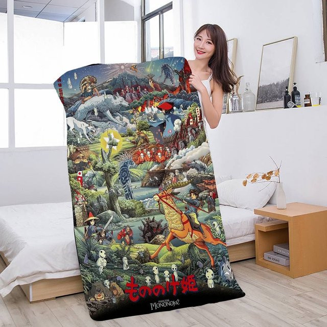 JMG Household Supplies P-Princess-M-Mononokes Mikrofaser-Strandtuch, schnelltrocknend und super saugfähig, Mehrfarbig, B: 50 cm, L: 100 cm - Bild 1