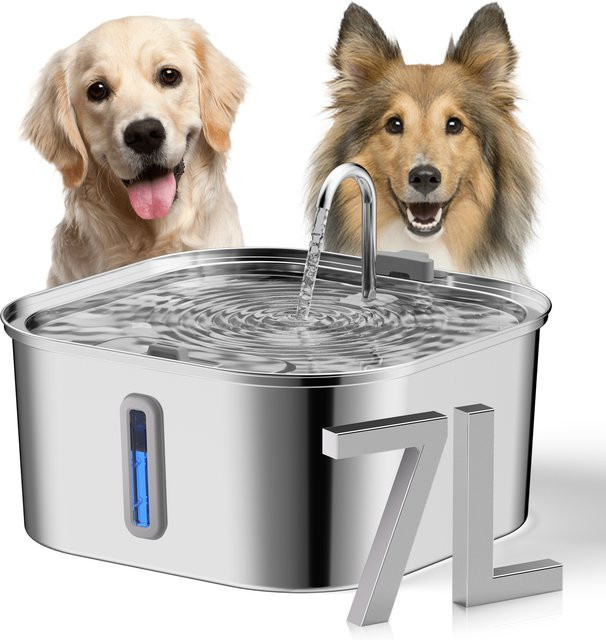 ZYfeeder Hundebrunnen aus Edelstahl in Silber mit 7 l Fassungsvermögen für Hunde und Katzen - Bild 1