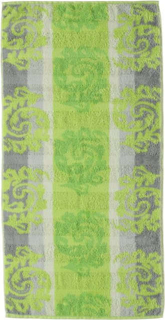 Cawo Handtuch NOBLESSE CASHMERE in Grün, gestreift, aus flauschigem Baumwoll-Terry - Bild 1
