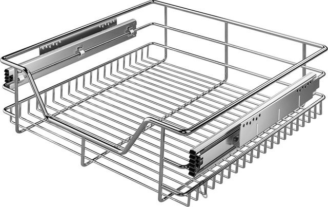 Casaria Teleskopschublade aus Stahl in Chrom/Silber, Breite: 44,0 cm, Tiefe: 39,0 cm, Höhe: 14,0 cm - Bild 1