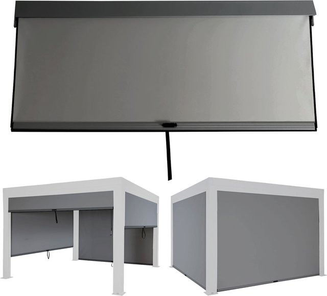 MCW Ersatzseitenwand für Pergola L46 in Anthrazit, sturmfeste Textil-Seitenwand für Pavillon, B/T: 3 x 4 m - Bild 1