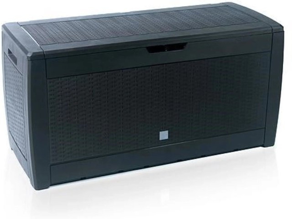 PROREGAL CAP N COOK Klappbare Gartenbox in Braun mit Flechtoptik, Kissenbox mit Deckel, Haltegriffen und Rollen, B/T/H: 119 x 48 x 60 cm