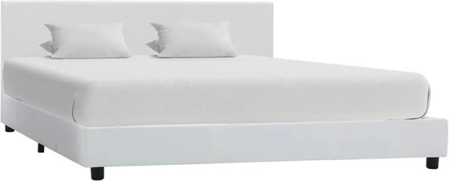 vidaXL Bettgestell in Weiß aus Kunstleder mit modernem Design, B/T/H: 160 x 200 x 164 cm - Bild 1