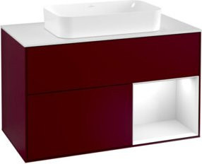 V&B Waschtischunterschrank Finion 100 mit Wandbeleuchtung in Weiß lackiert - Bild 1