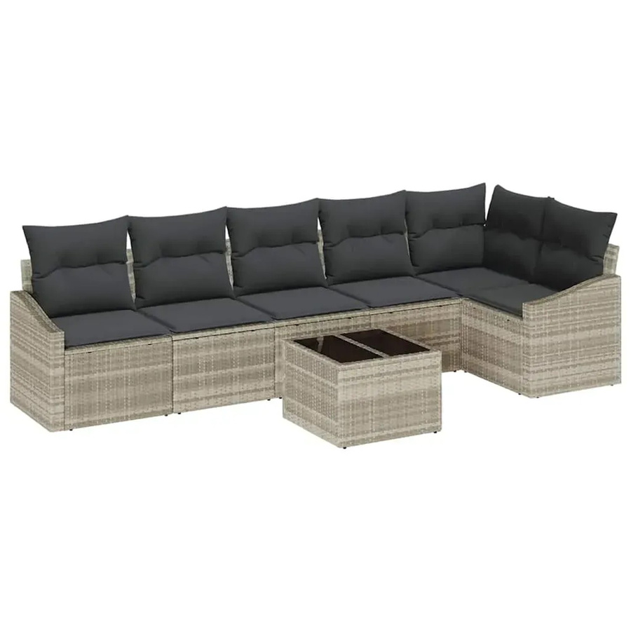 7-teiliges vidaXL Garten-Sofa-Set aus Poly-Rattan in Hellgrau - Bild 2