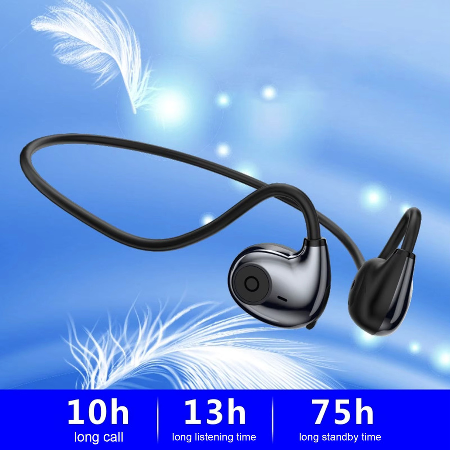 Qiilu Bluetooth 5.2 Kopfhörer in Schwarz mit HiFi-Sound und Open-Ear-Design für den Außenbereich - Bild 2